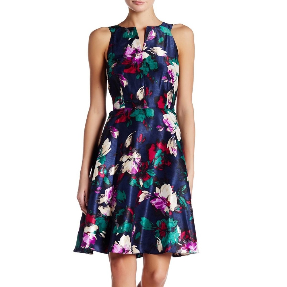 Shantung Fit and Flared With CF Neck Drop